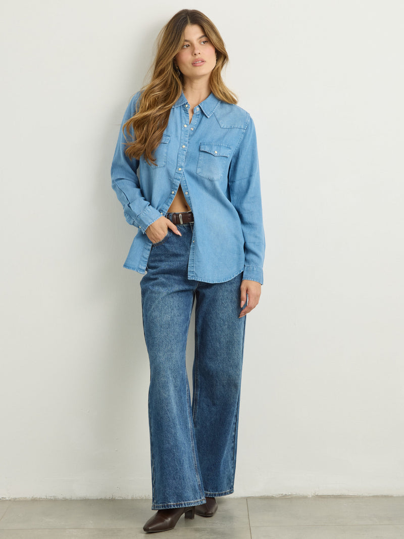 חולצה מכופתרת אנני | כחול