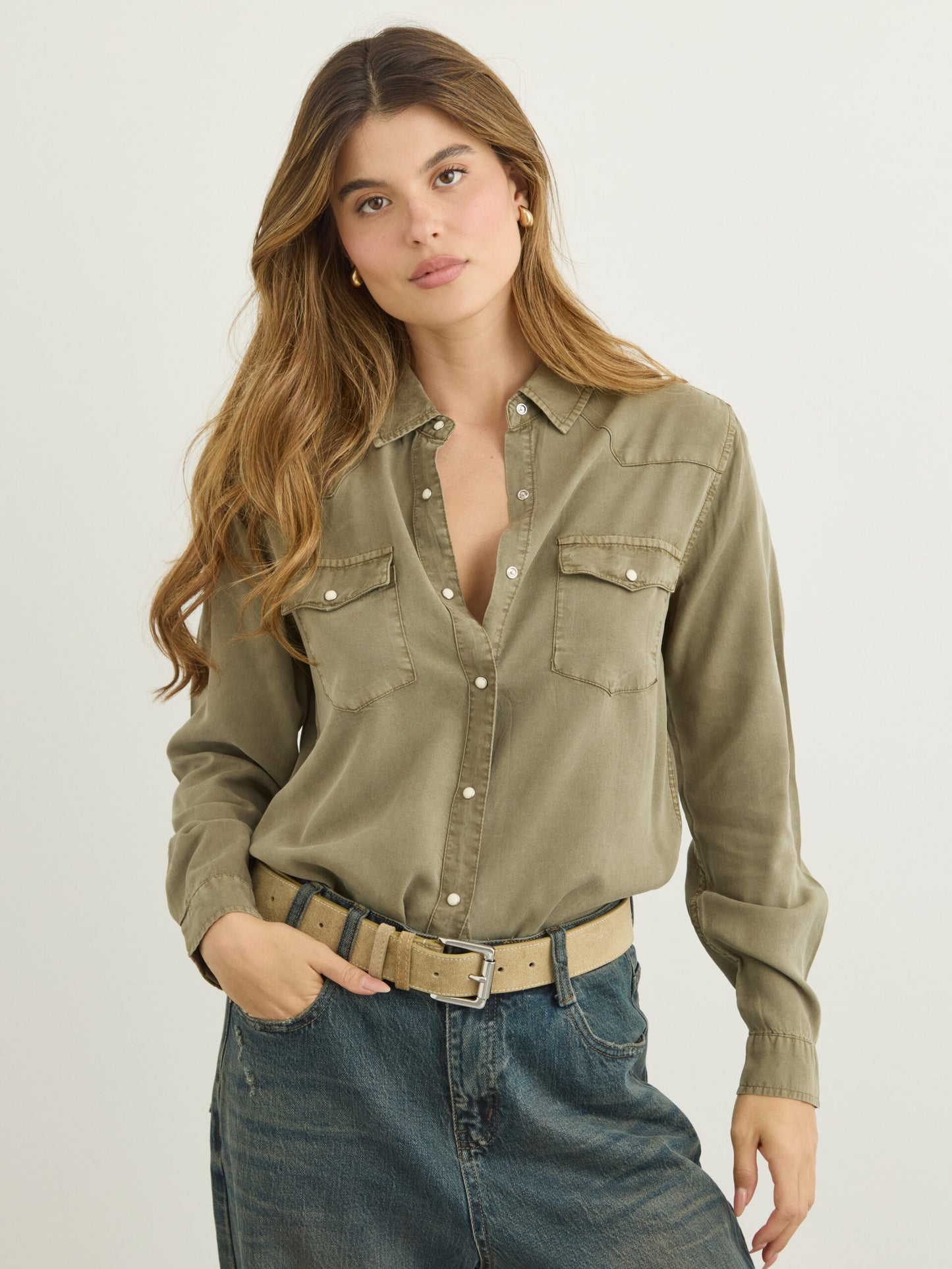 חולצה מכופתרת אנני | ירוק