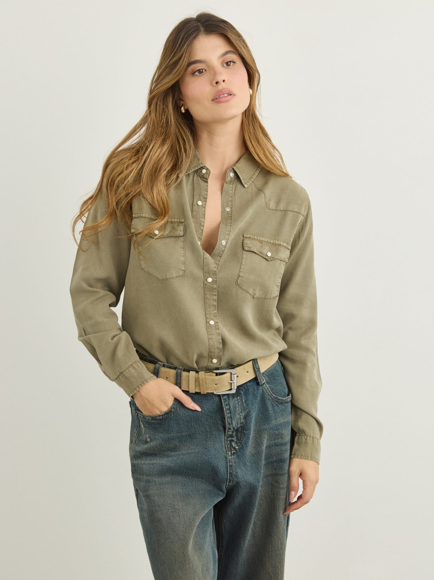 חולצה מכופתרת אנני | ירוק