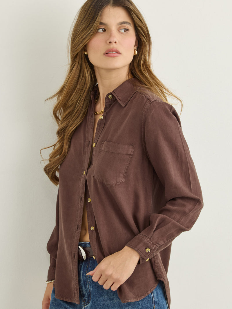 חולצה מכופתרת מנו | חום