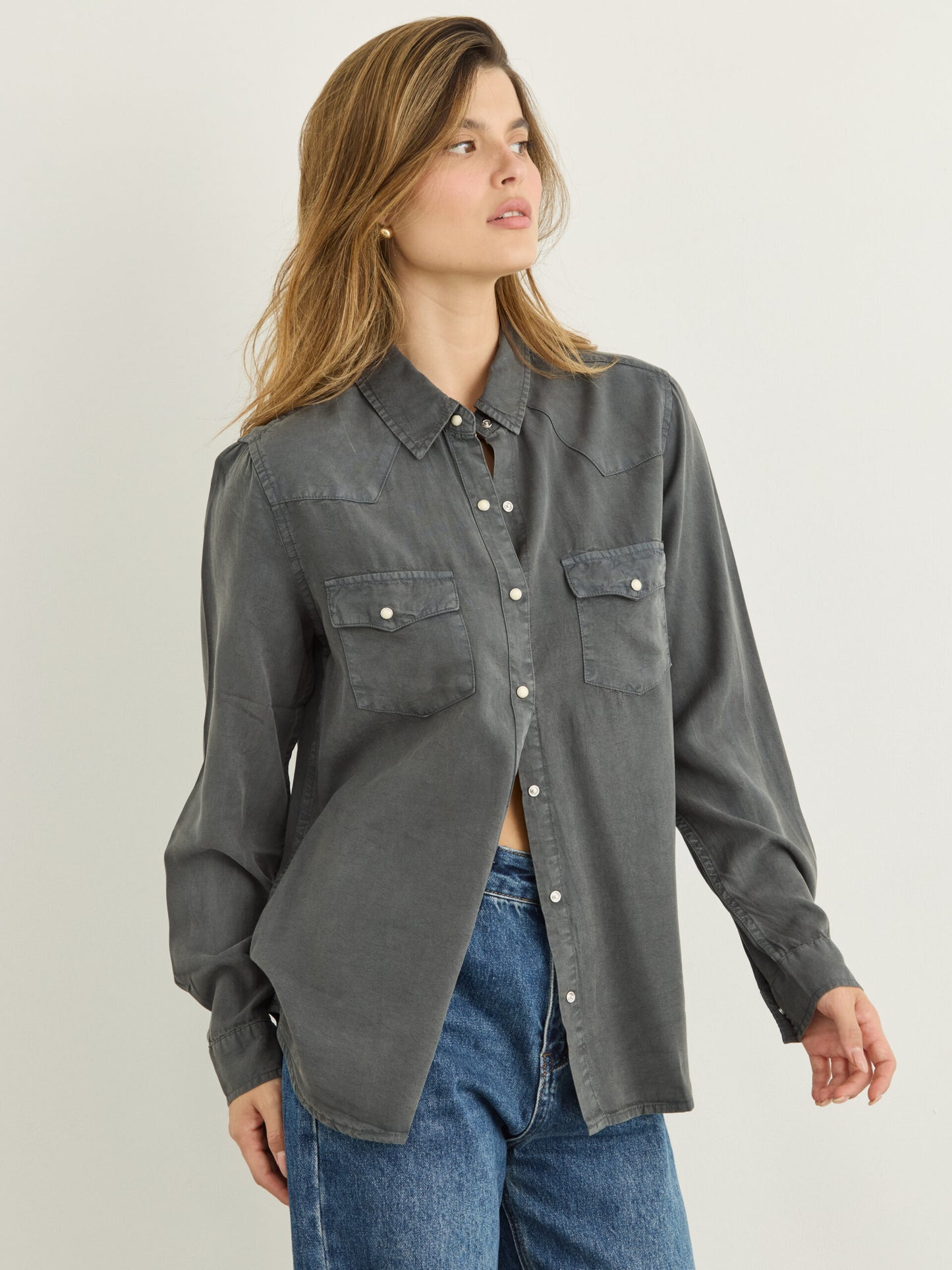 חולצה מכופתרת אנני | אפור