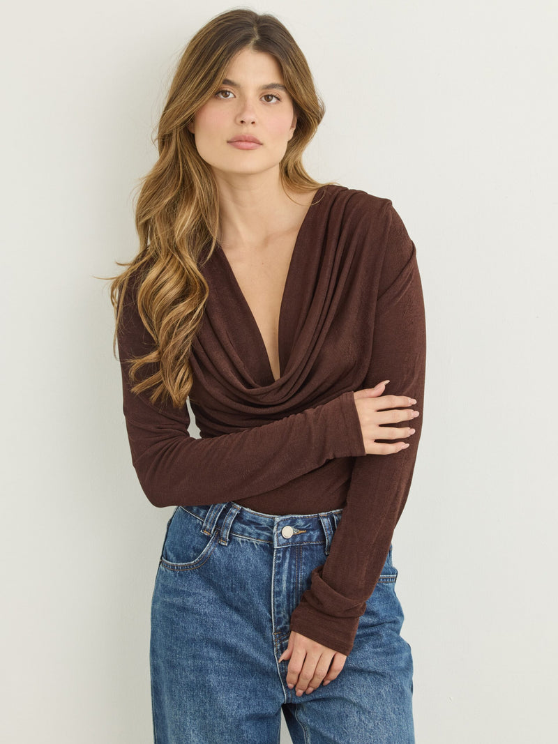 בגד גוף צווארון נשפך דילן | חום