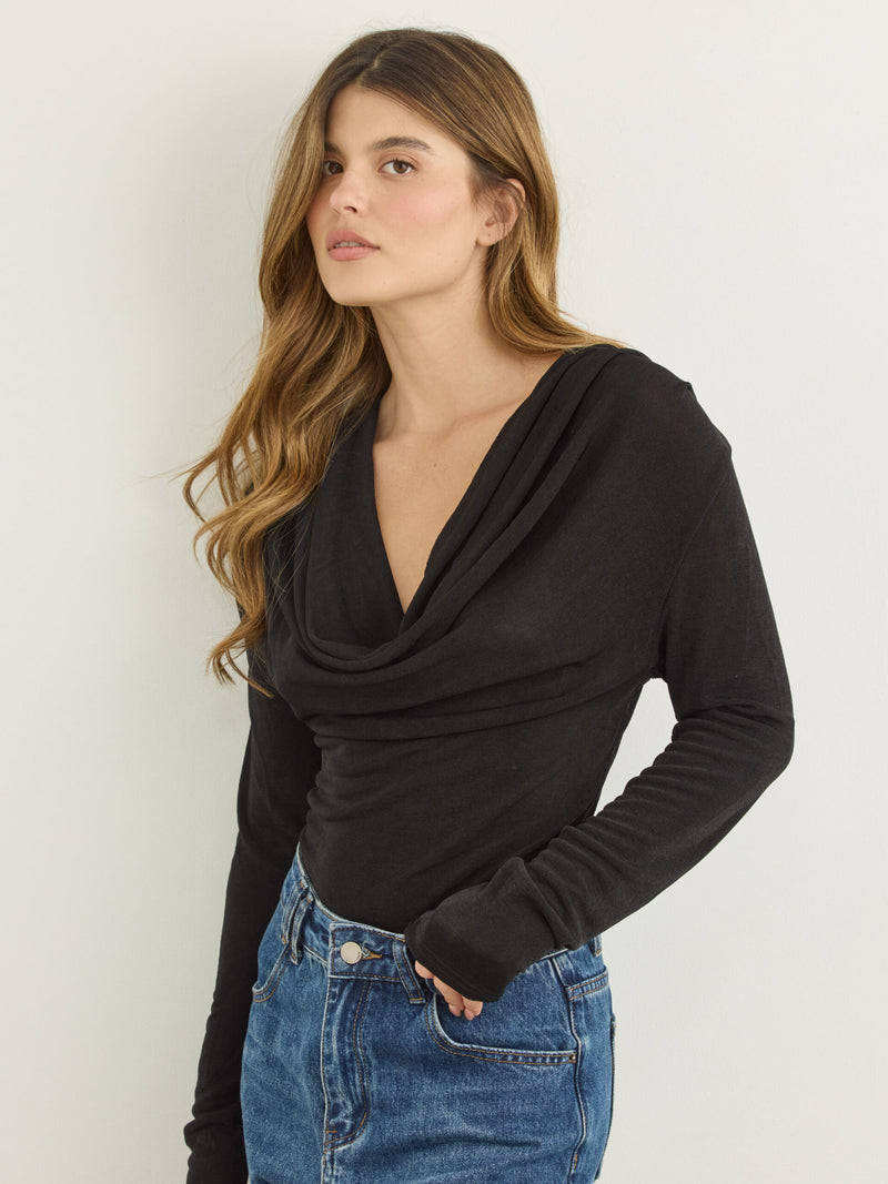 בגד גוף צווארון נשפך דילן | שחור