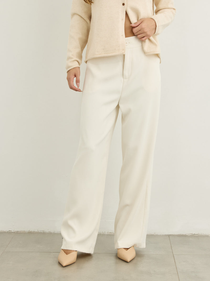 מכנסיים ארוכים מחוייטים גארט | שמנת