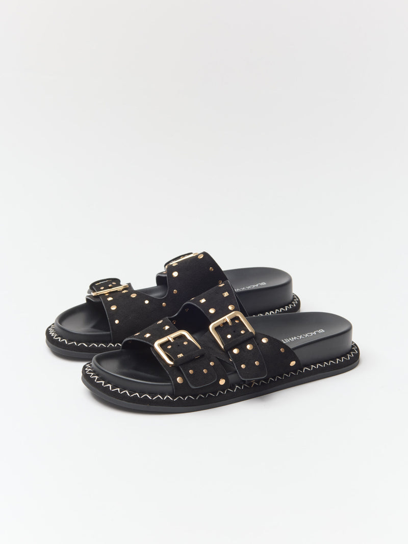 כפכפי דמוי זמש ניטים סטאר | שחור