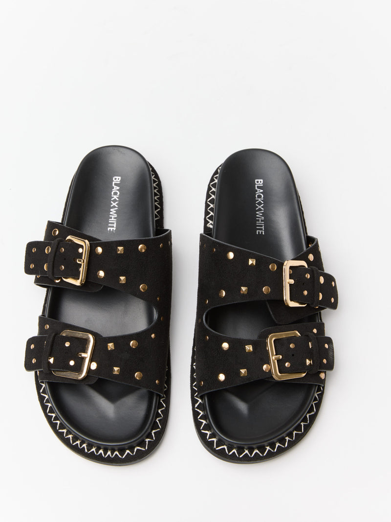 כפכפי דמוי זמש ניטים סטאר | שחור