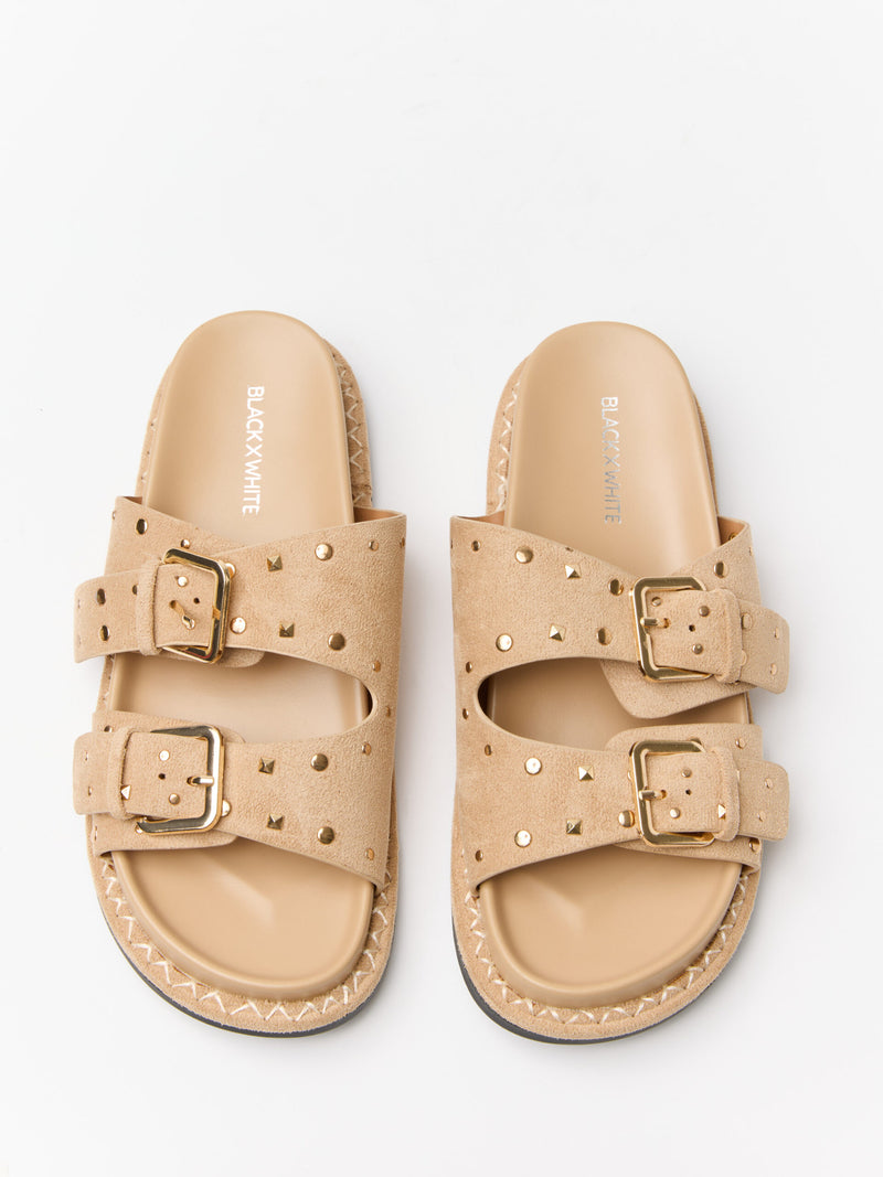 כפכפי דמוי זמש ניטים סטאר | בז'