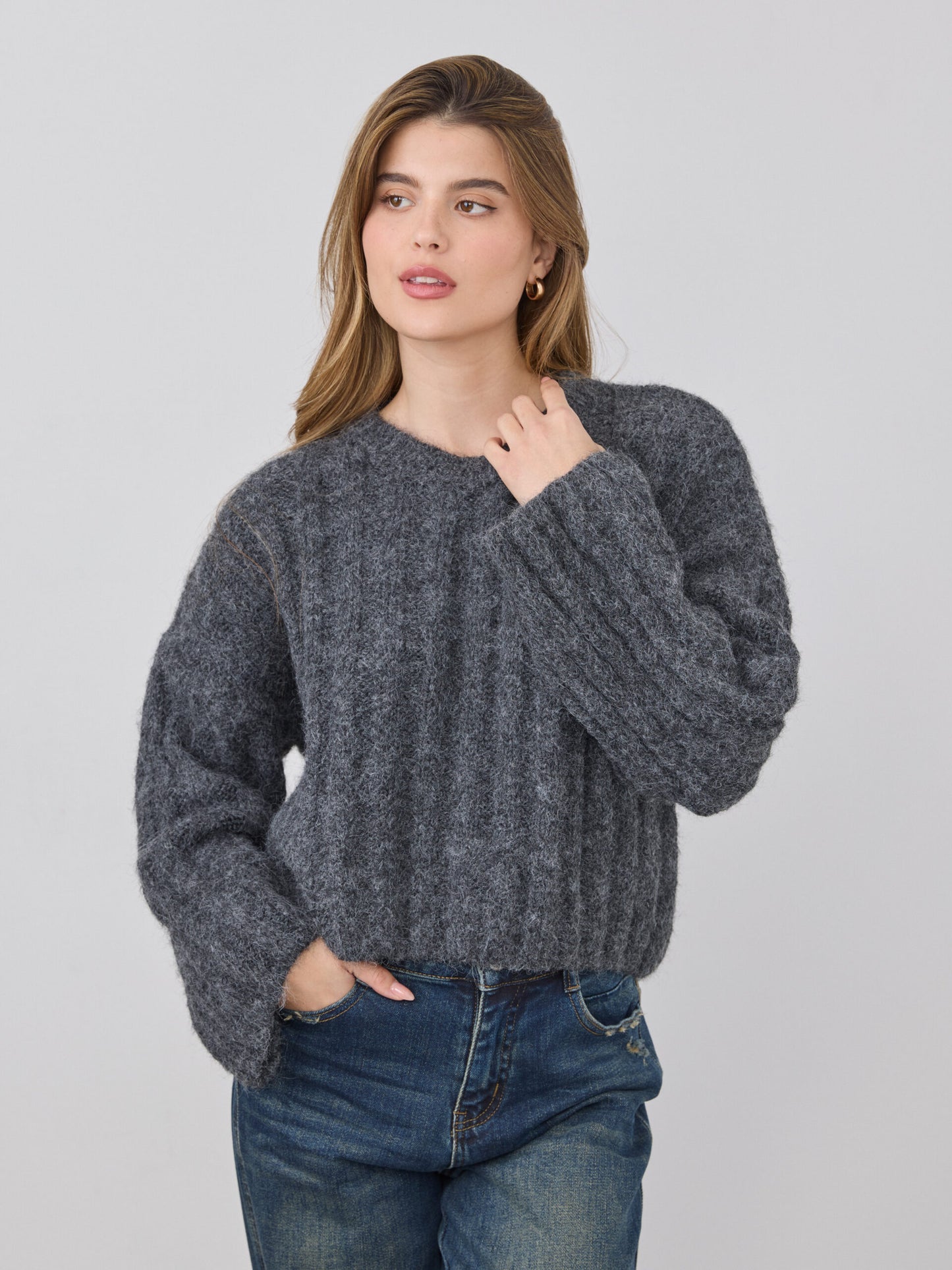 סוודר רוקסן | אפור