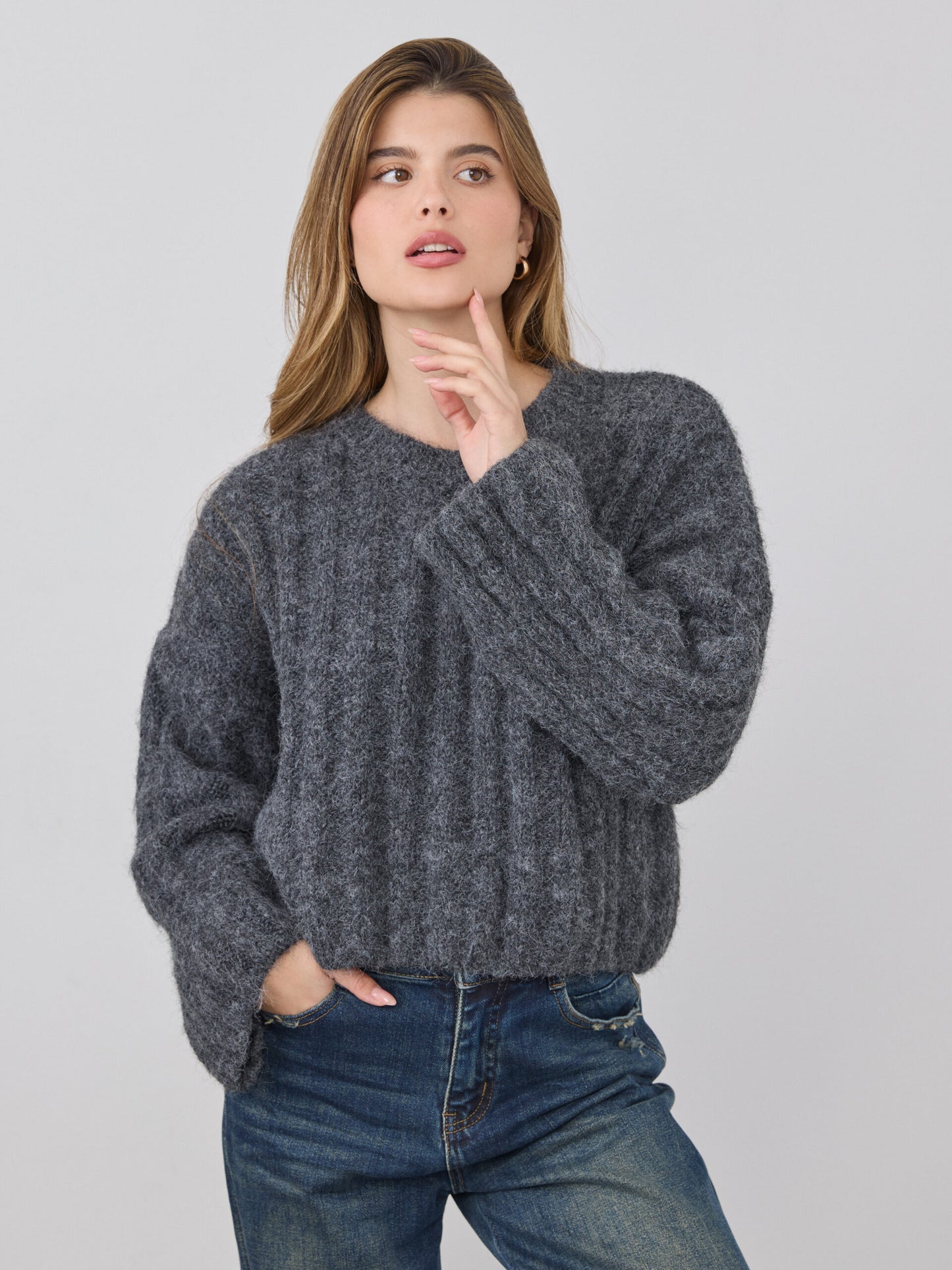 סוודר רוקסן | אפור