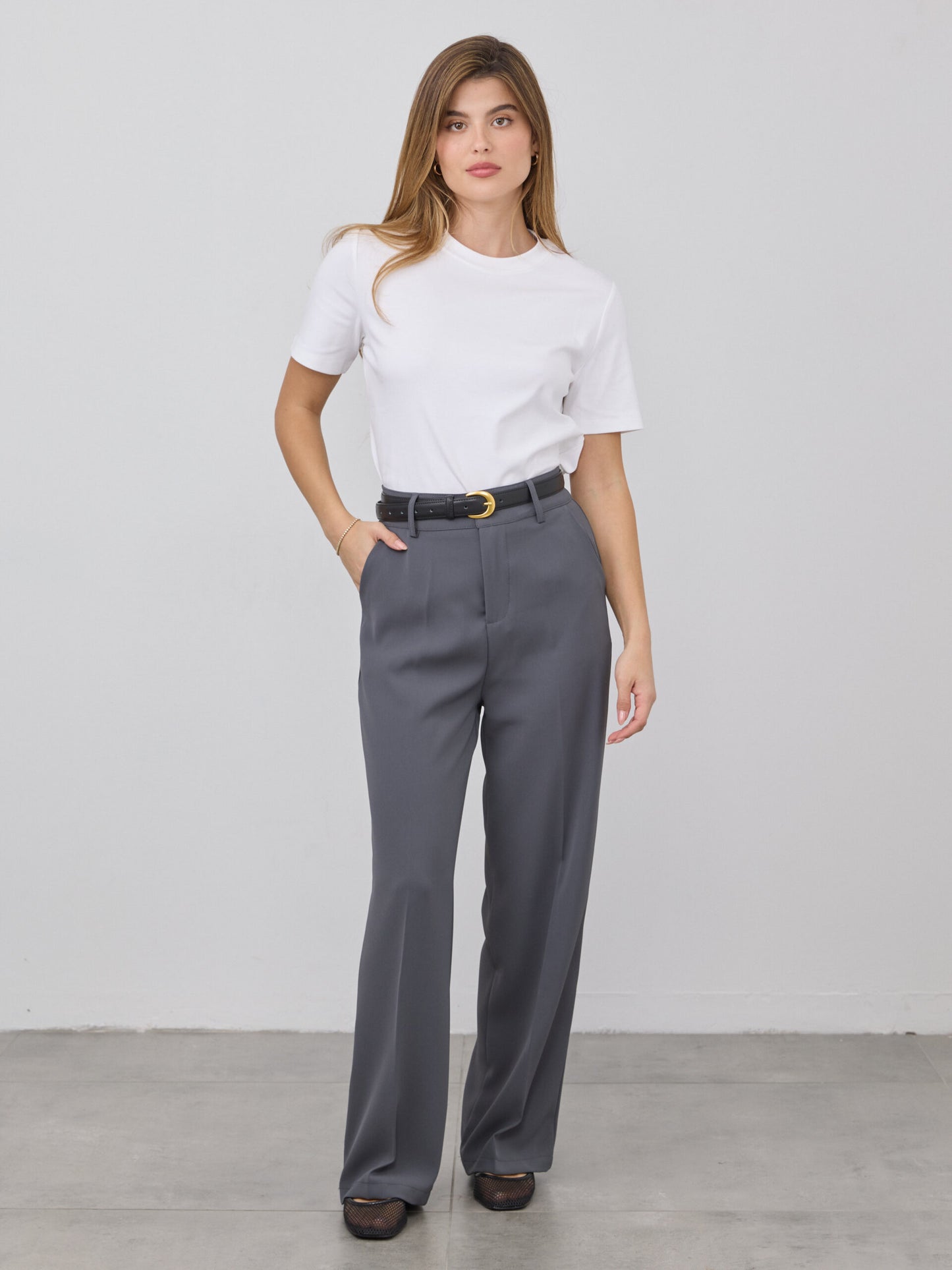 מכנסיים ארוכים מחוייטים גארט | אפור