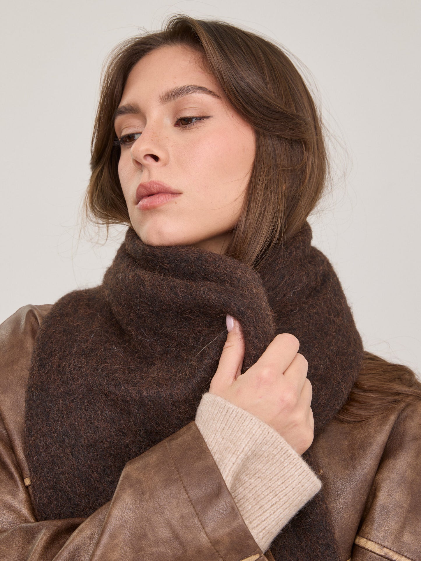 צעיף צמר | חום