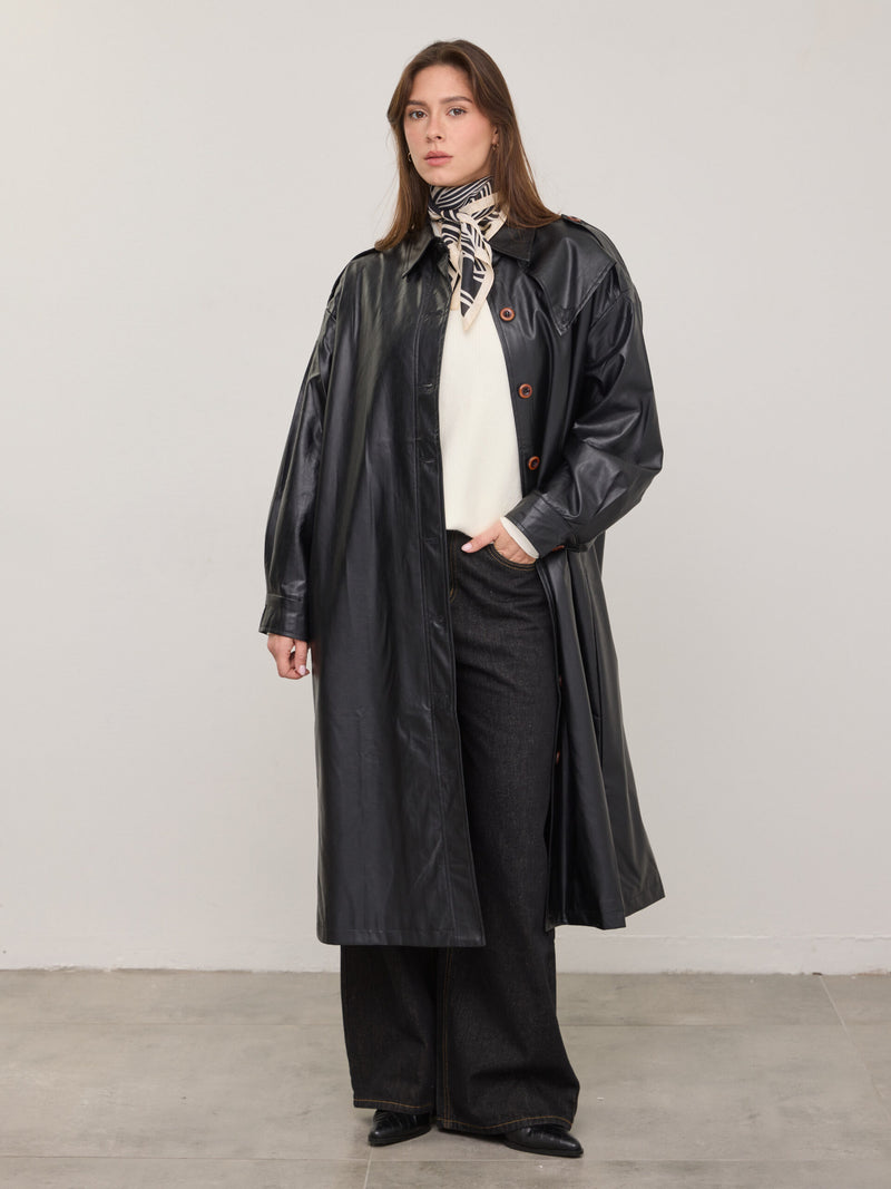 טראנץ' דמוי עור קונלי | שחור