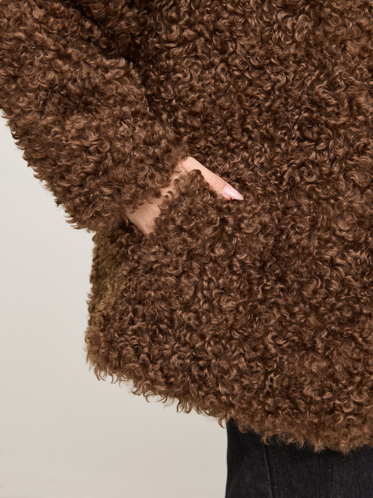 מעיל דמוי פרווה טדי | חום