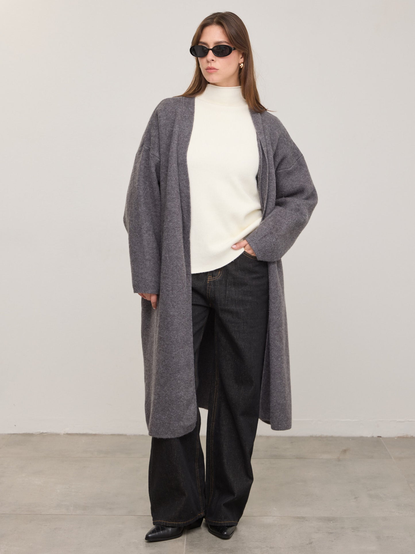 קרדיגן פתוח קלרה | אפור