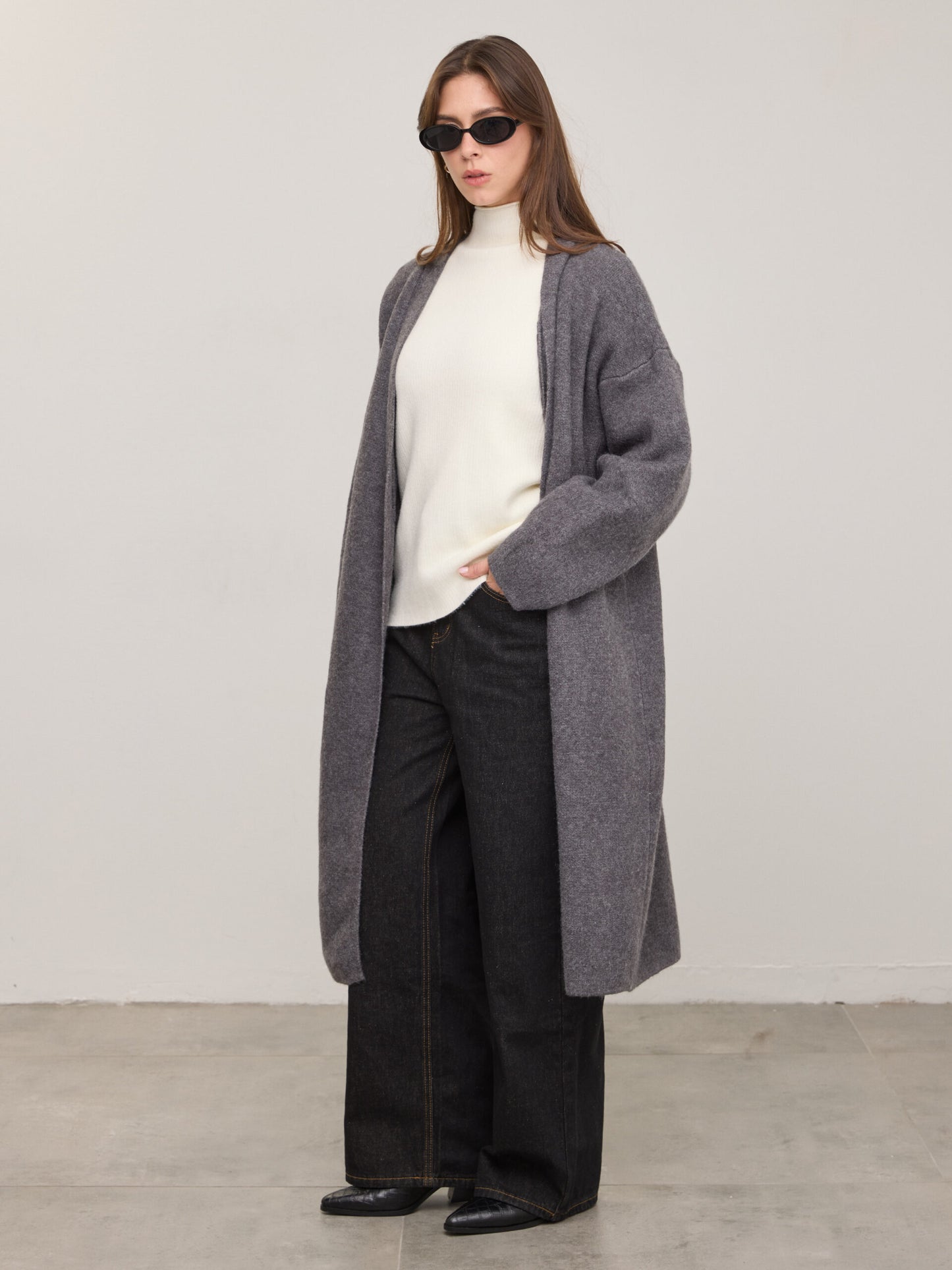 קרדיגן פתוח קלרה | אפור