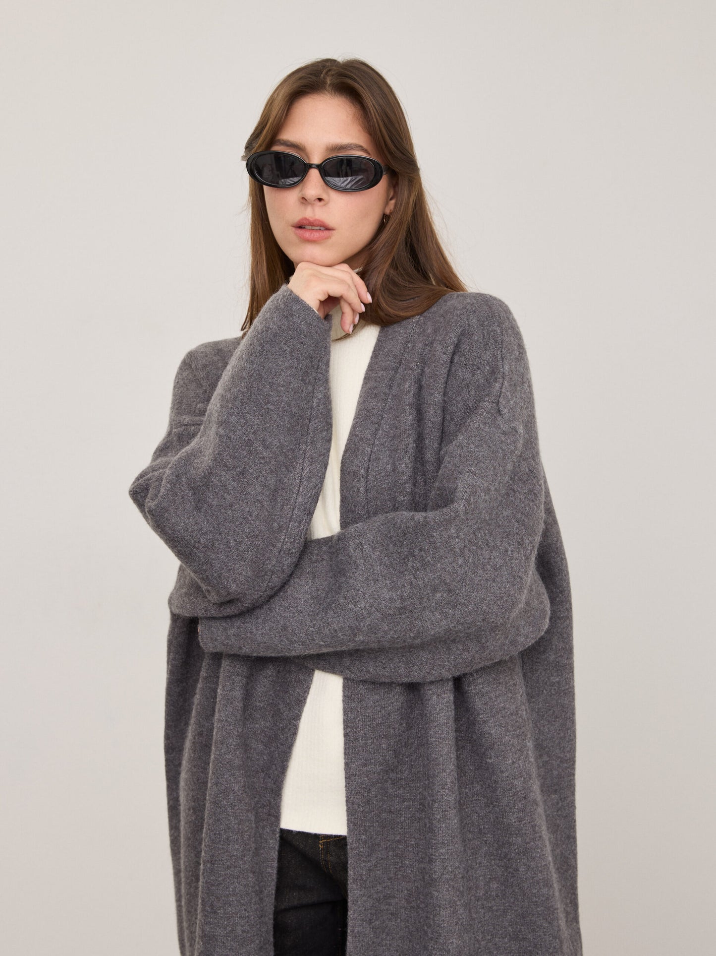 קרדיגן פתוח קלרה | אפור