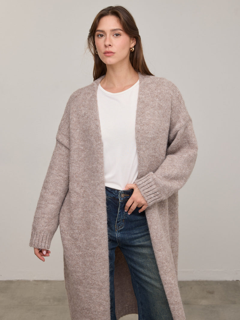 קרדיגן ארוך  מילה | חום