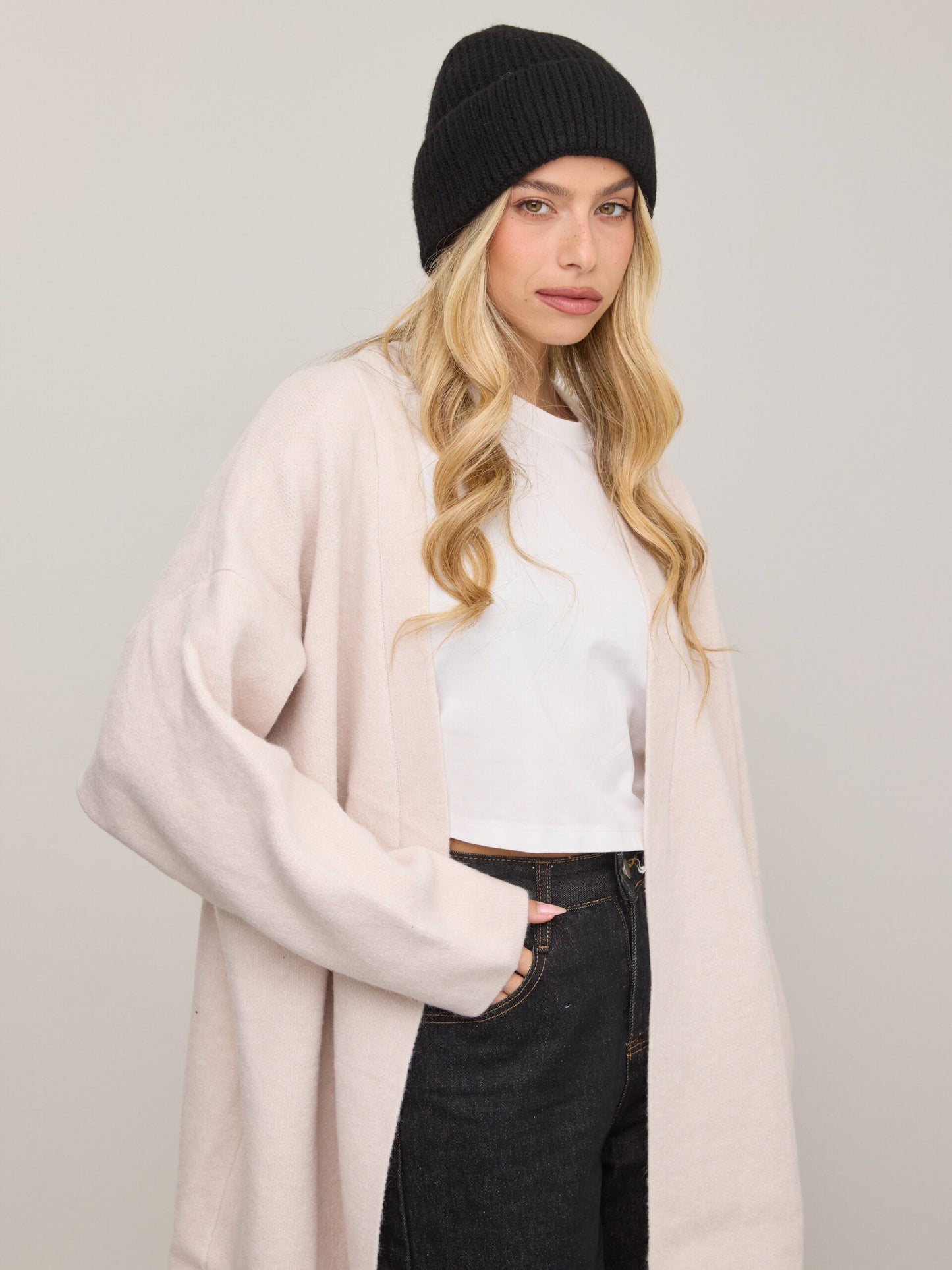 קרדיגן פתוח קלרה | בז'