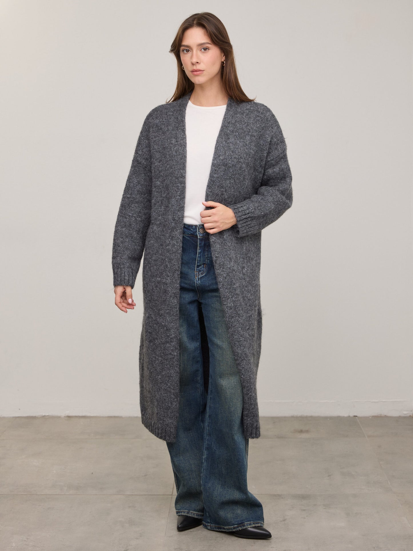 קרדיגן ארוך  מילה | אפור כהה