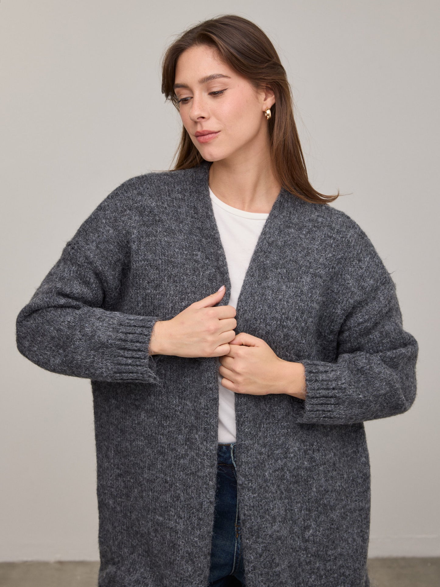 קרדיגן ארוך  מילה | אפור כהה