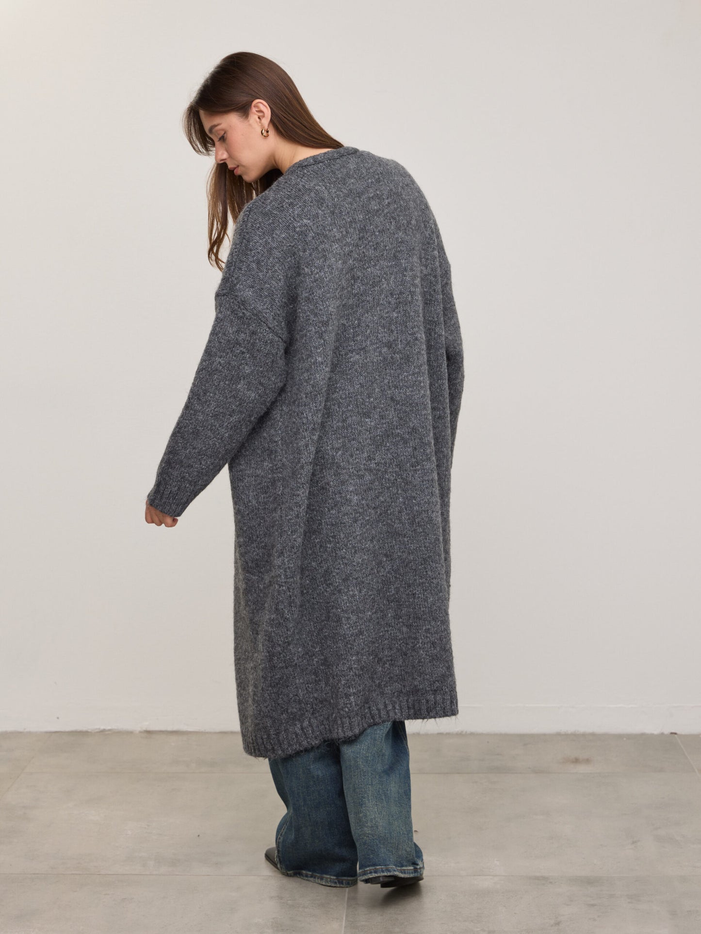 קרדיגן ארוך  מילה | אפור כהה