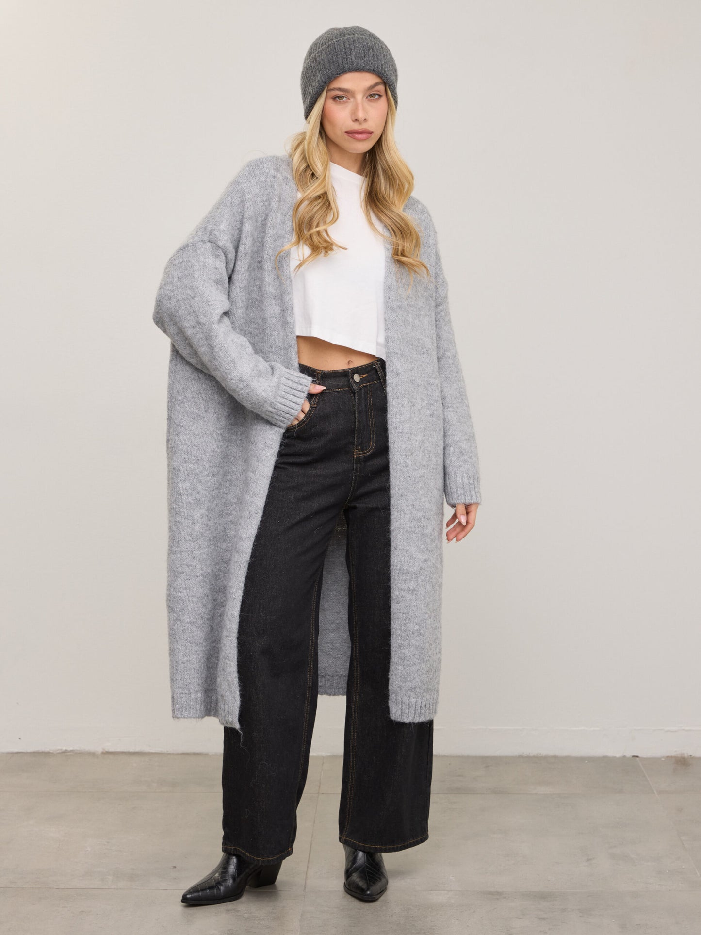 קרדיגן ארוך  מילה | אפור