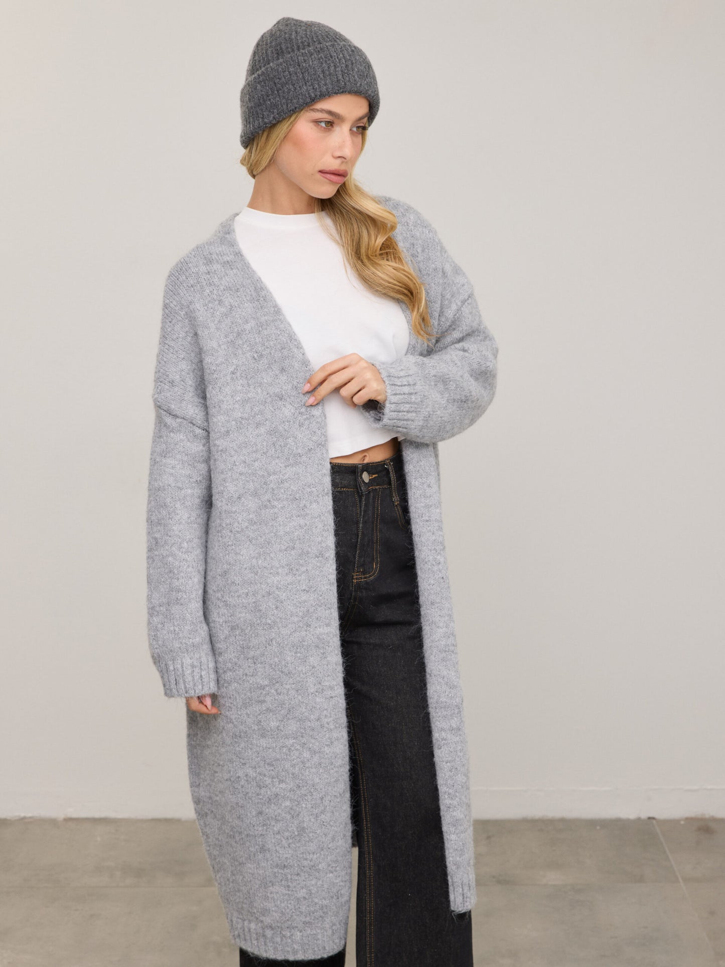 קרדיגן ארוך  מילה | אפור