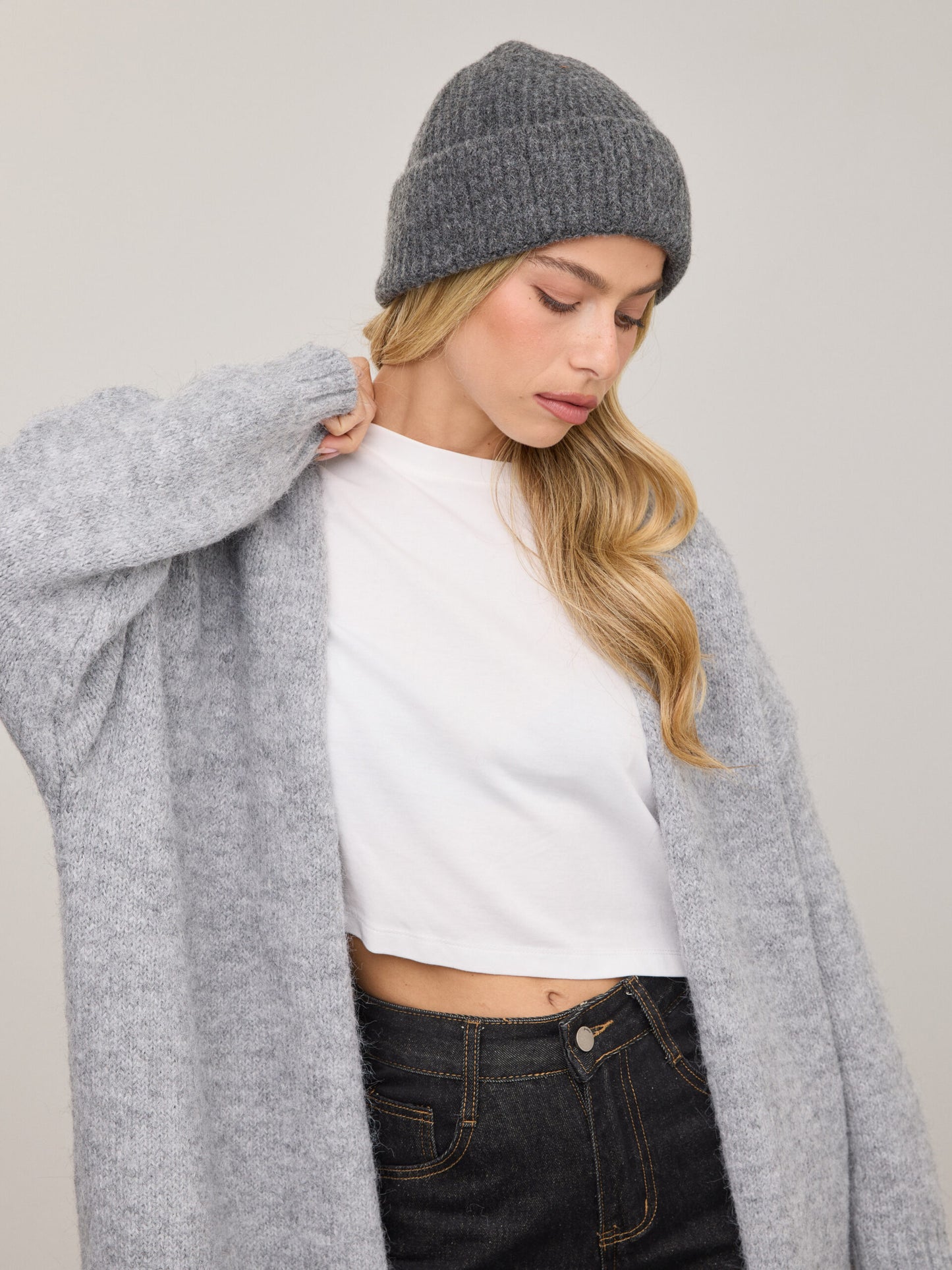 קרדיגן ארוך  מילה | אפור