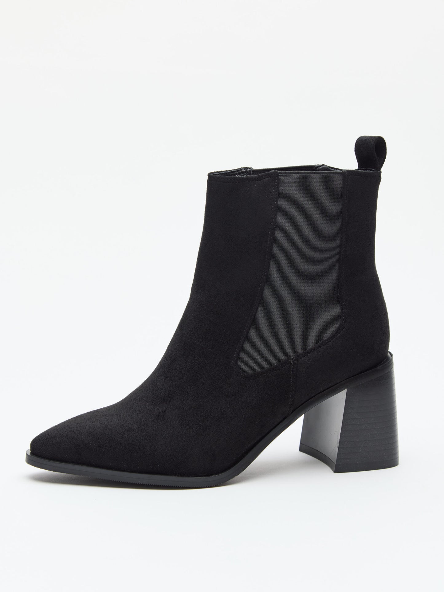 מגפוני עקב שפיץ דמוי זמש מארי | שחור