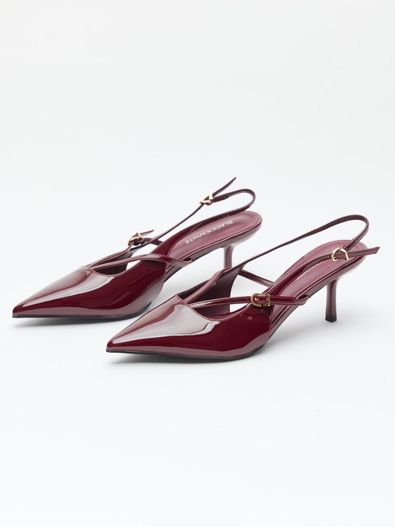 נעלי עקב רצועות שפיץ בלה | בורדו לק