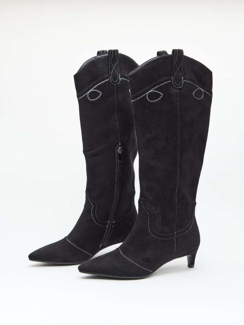 מגפי בוקרים דמוי זמש קופר | שחור