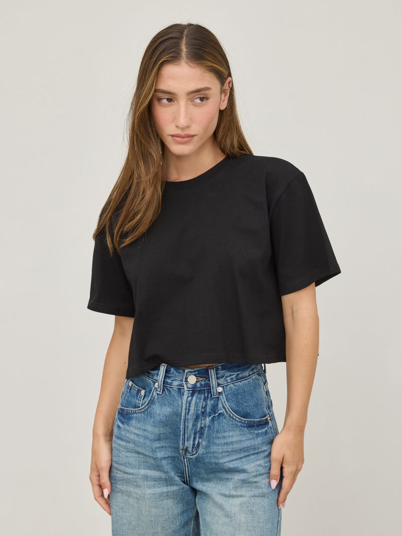 טישירט קרופ בייסיק סיריל | שחור