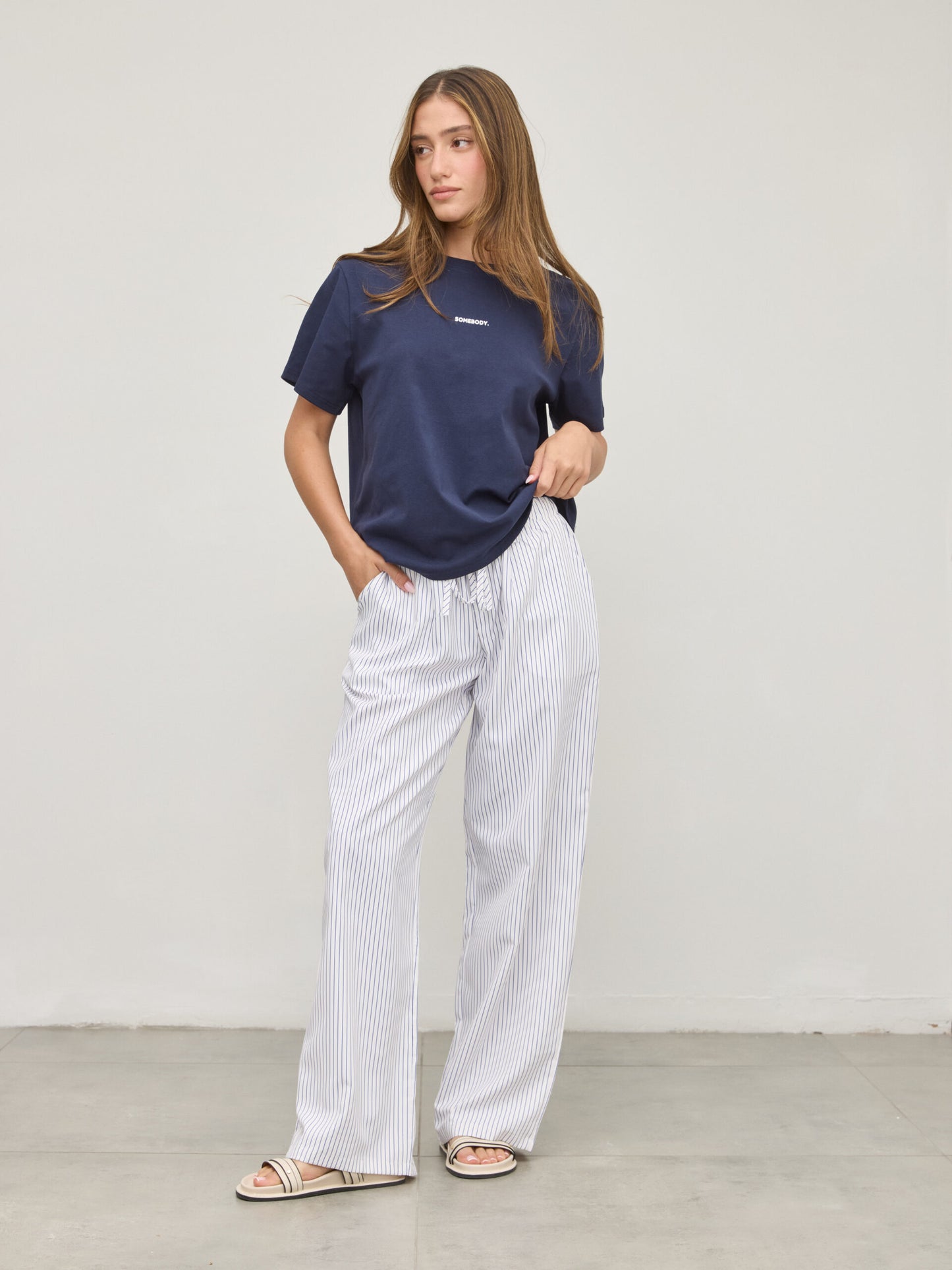 מכנסי דניאל | פסים לבן