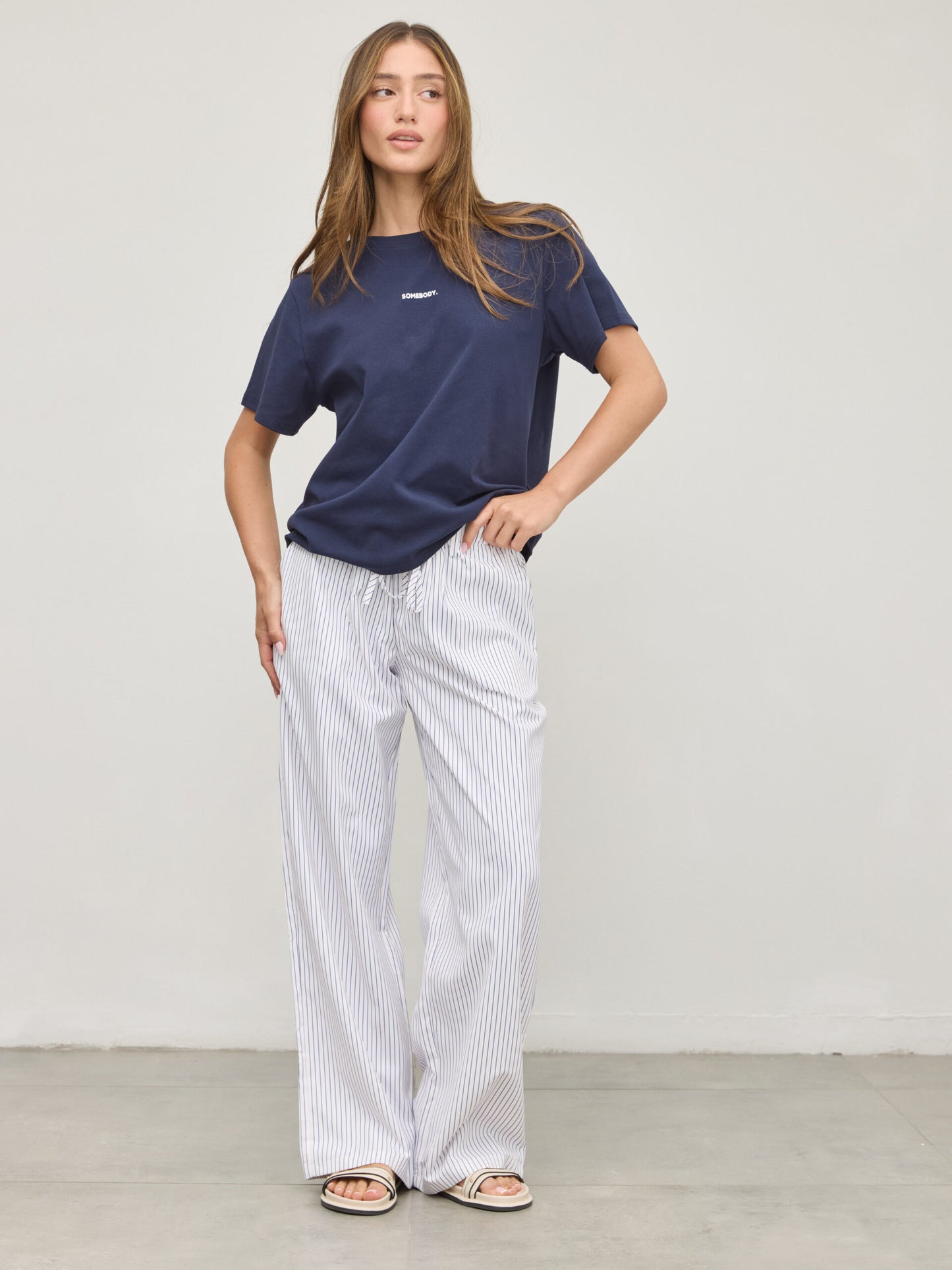 מכנסי דניאל | פסים לבן