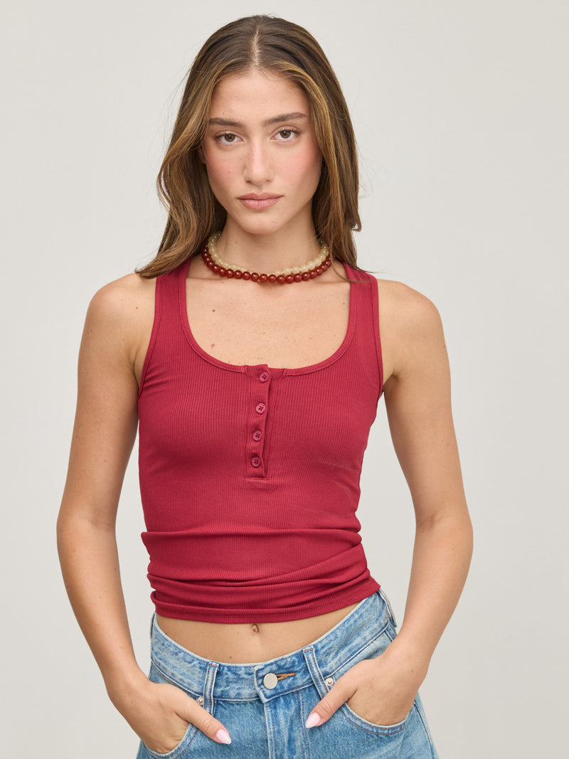 גופיית בייסיק כפתורים ברנדה | בורדו