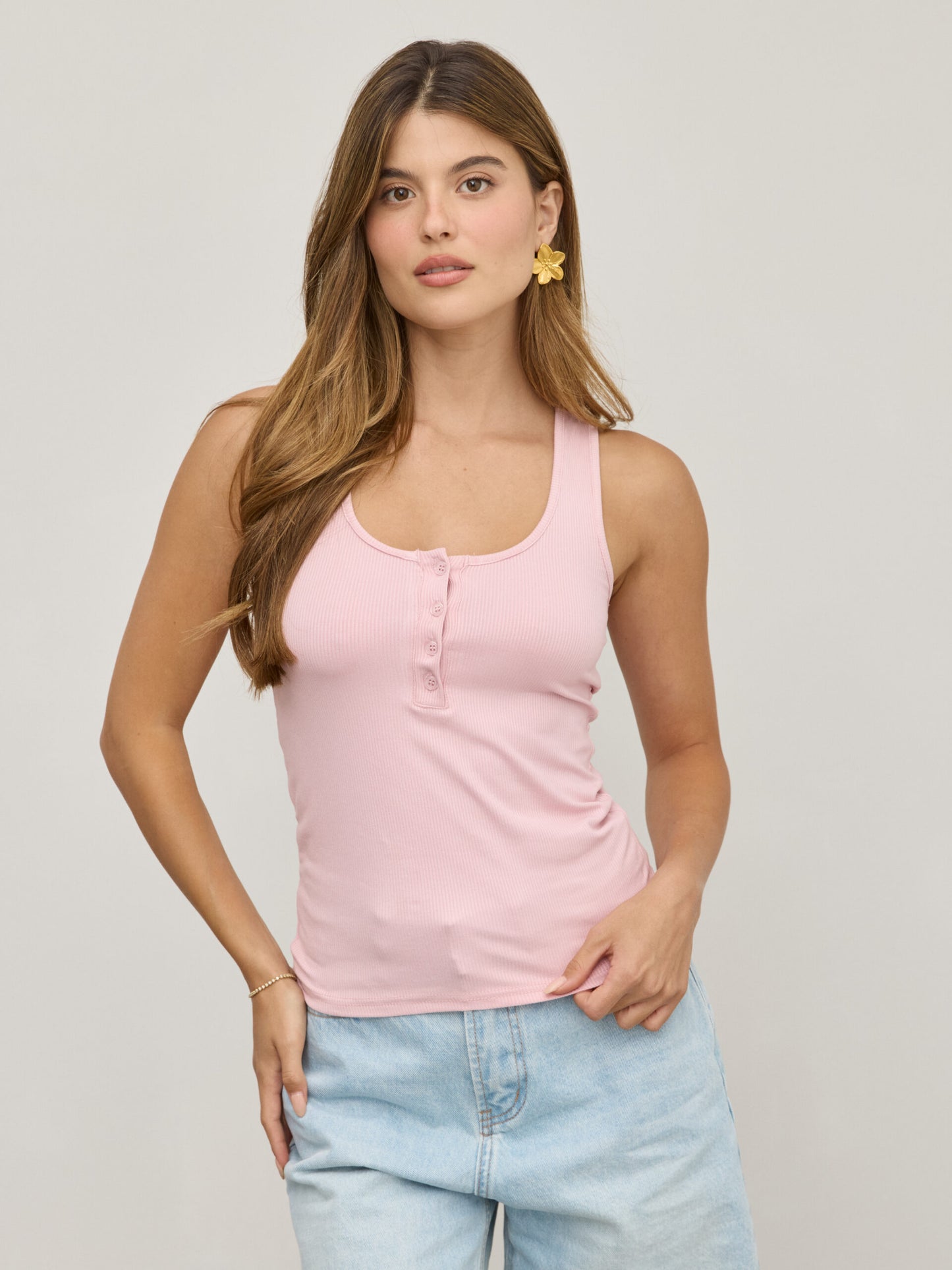 גופיית בייסיק כפתורים ברנדה | ורוד