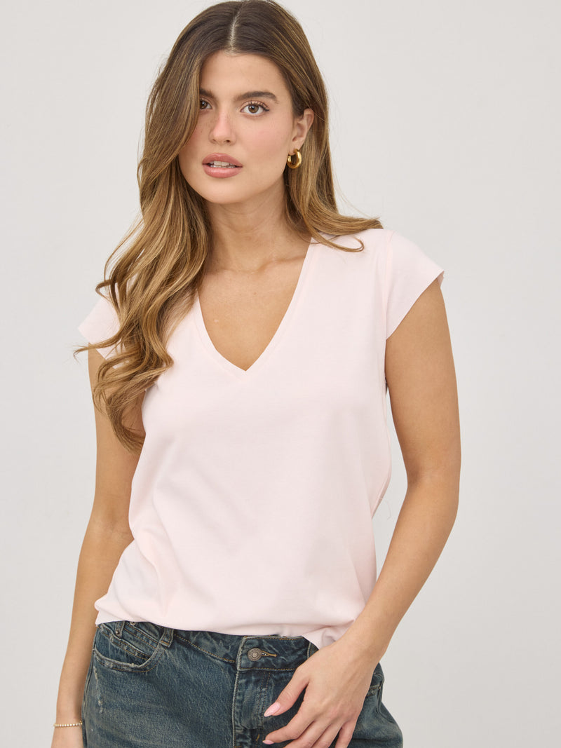 טישירט בייסיק וי פפר | ורוד