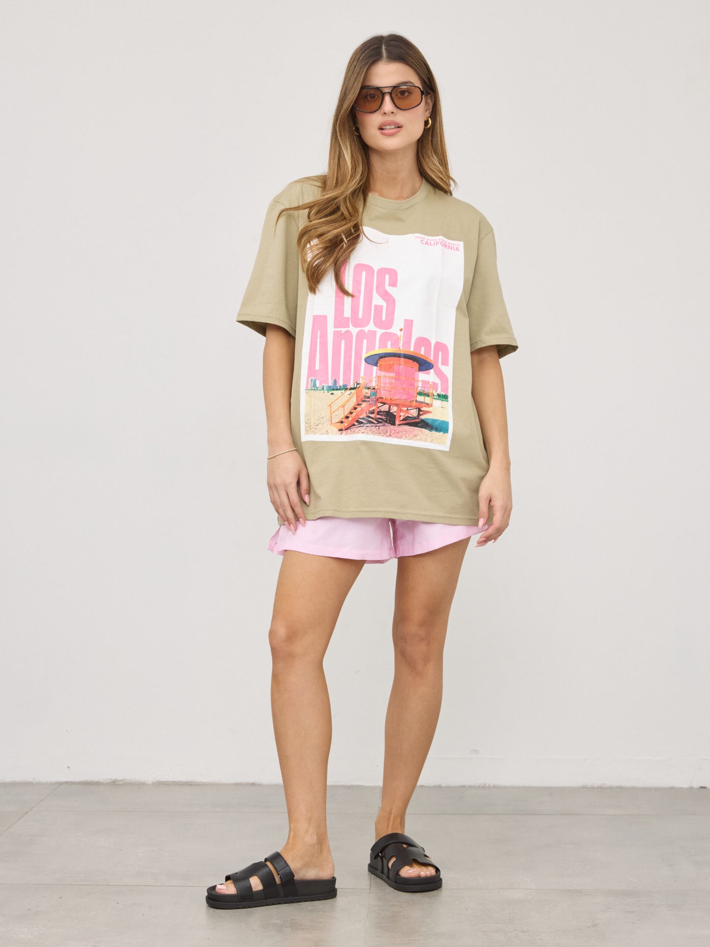 טישירט הדפס LOS ANGELES | ירוק