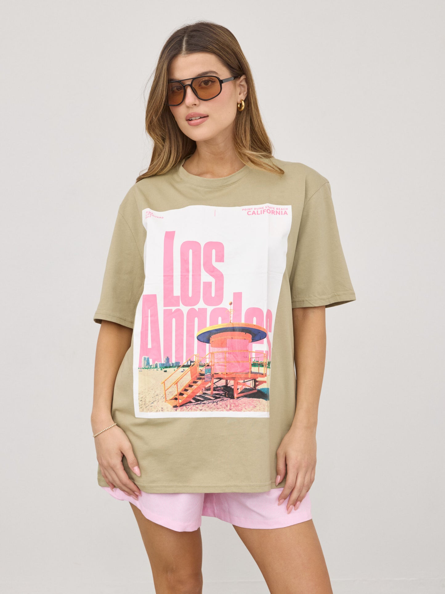 טישירט הדפס LOS ANGELES | ירוק