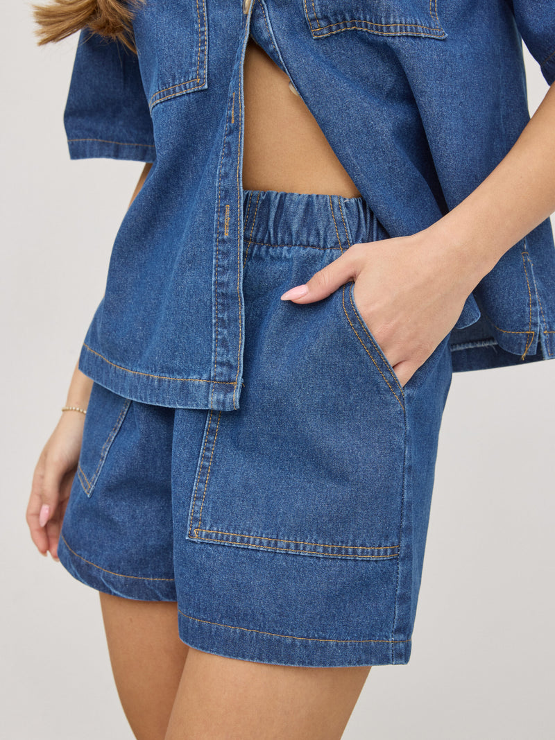 מכנסי ג'ינס קצרים בלייר | כחול