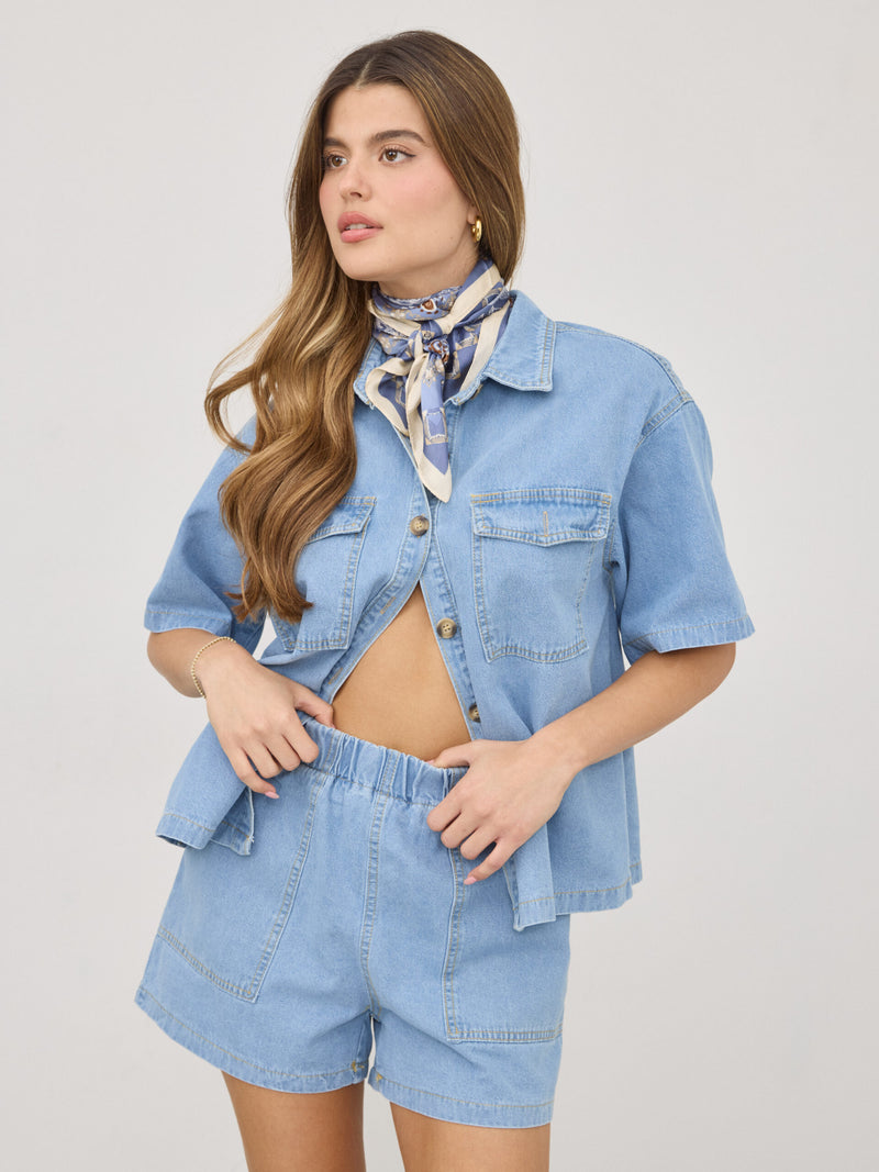 מכנסי ג'ינס קצרים בלייר | תכלת