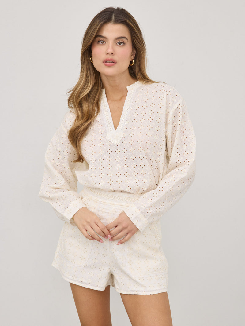 חליפת תחרה רקומה סיירה | לבן