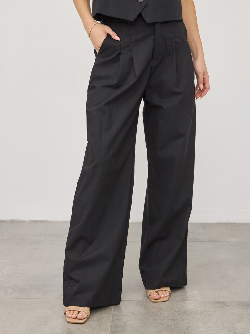 מכנסיים ארוכים מחוייטים מלאני | שחור