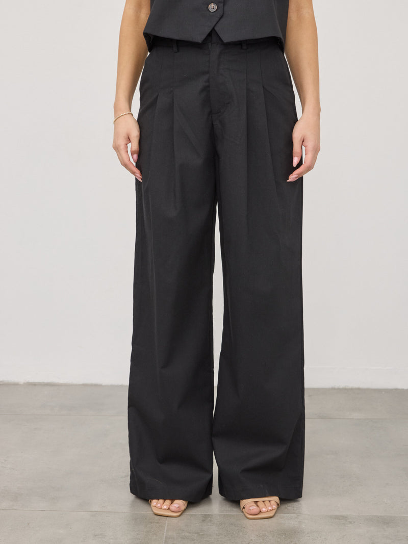 מכנסיים ארוכים מחוייטים מלאני | שחור