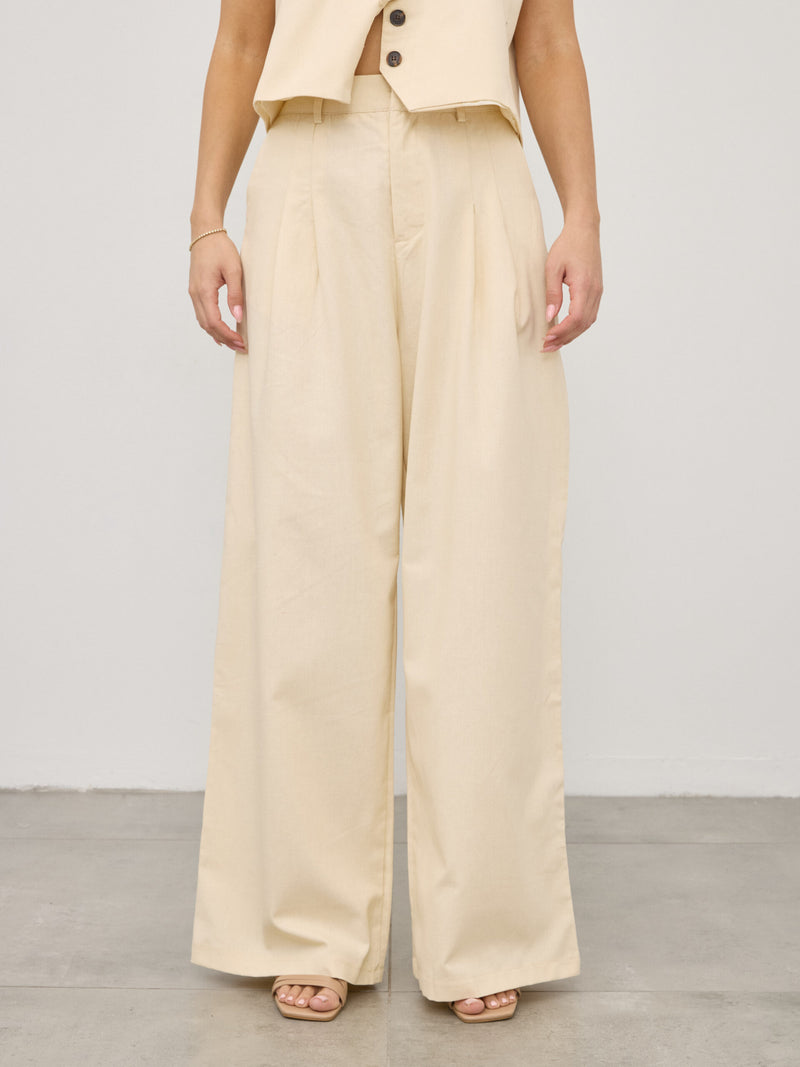 מכנסיים ארוכים מחוייטים מלאני | בז'