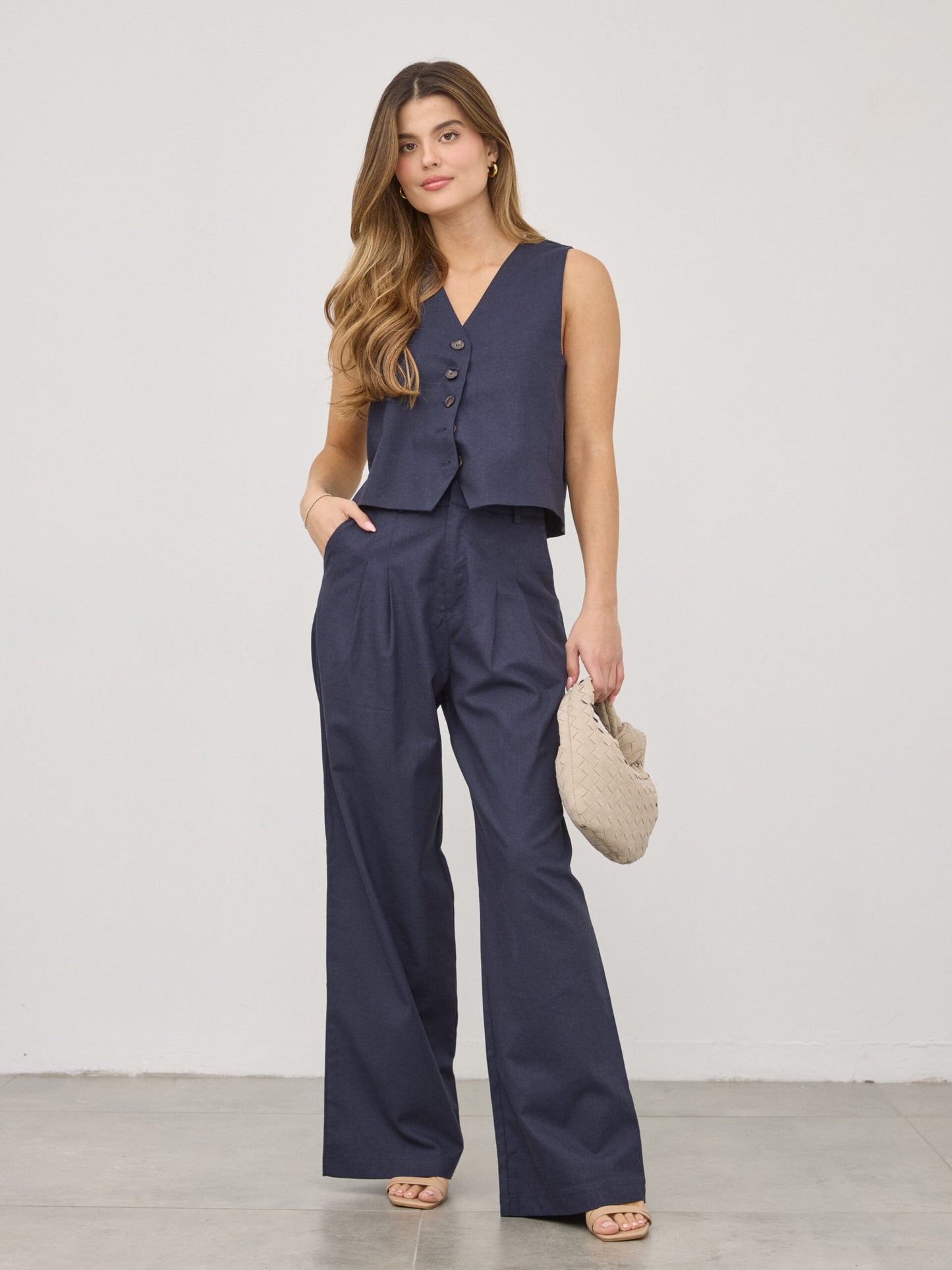 מכנסיים ארוכים מחוייטים מלאני | כחול