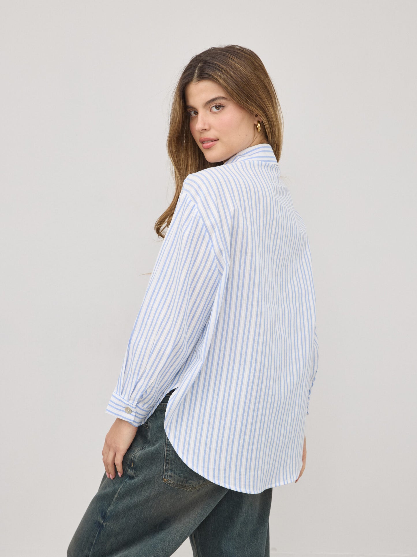 חולצה מכופתרת פסים אריא | כחול