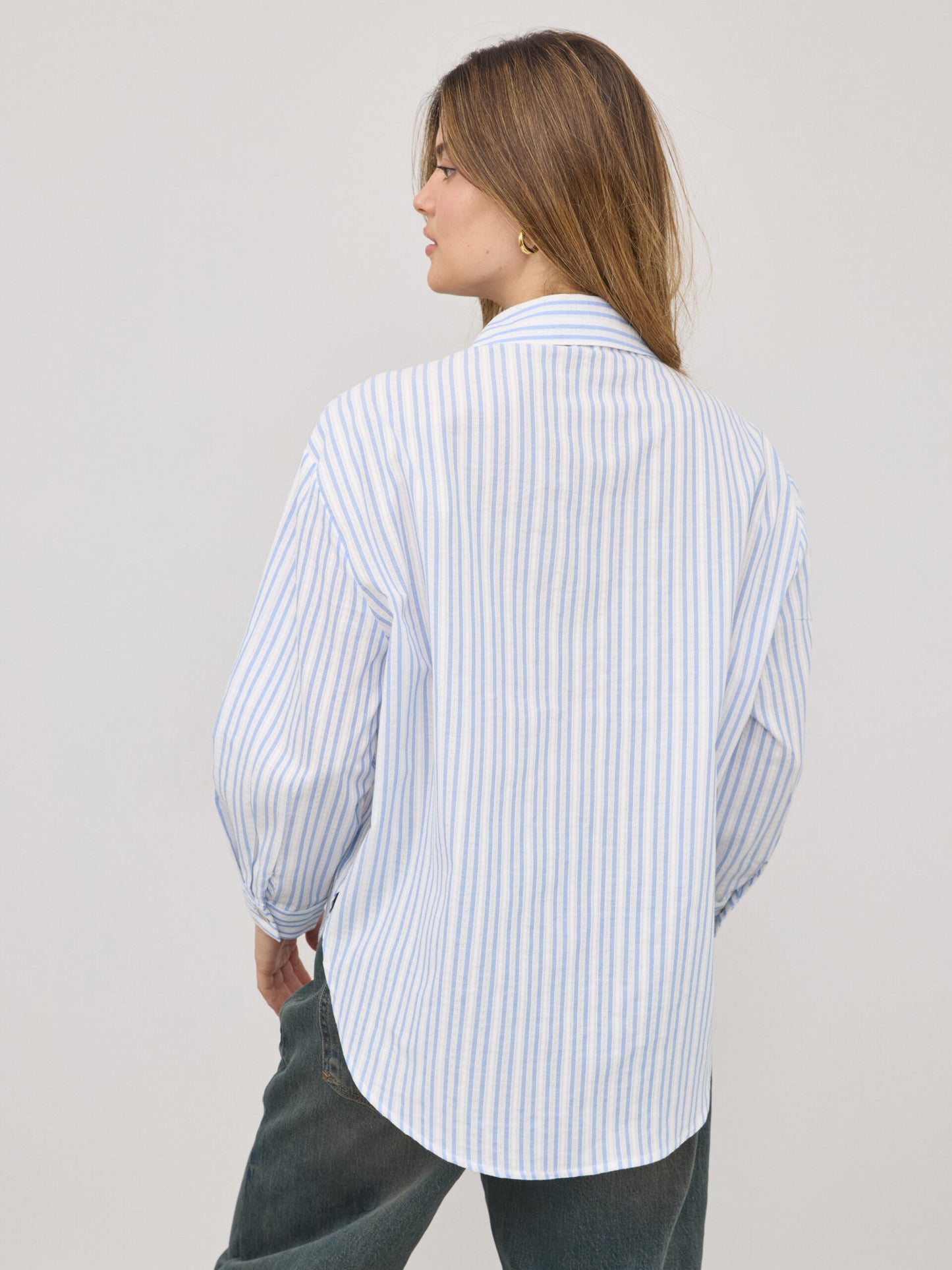 חולצה מכופתרת פסים אריא | כחול