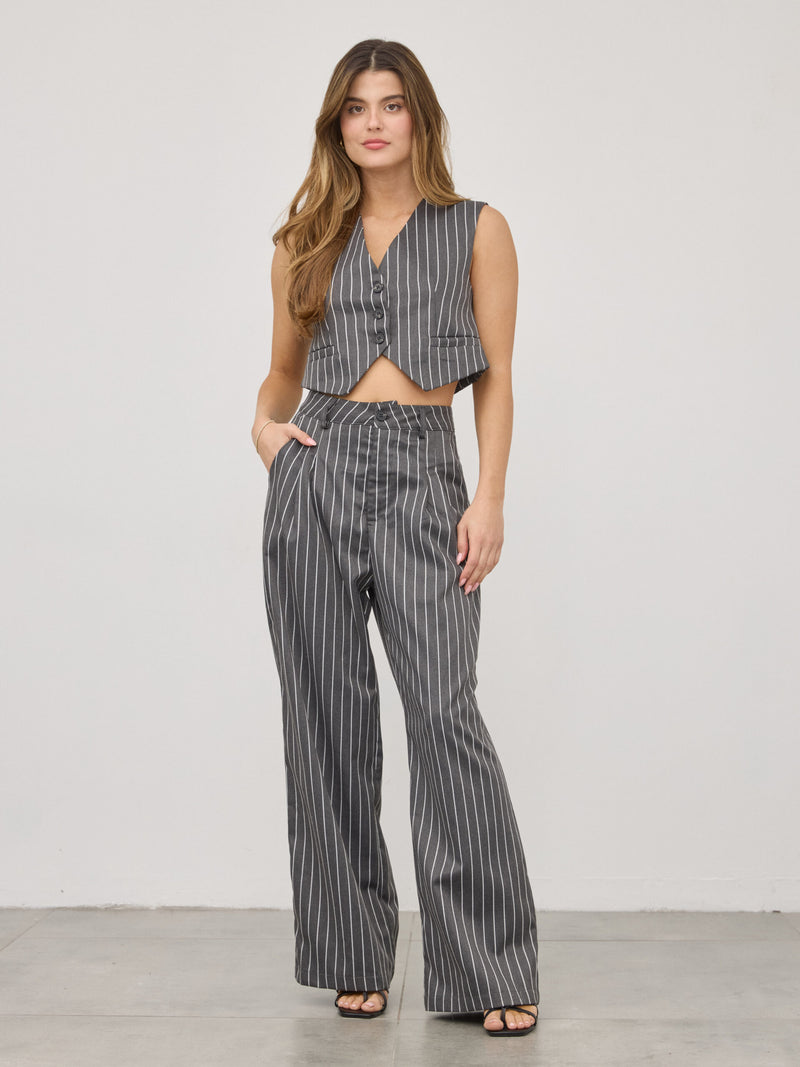 מכנסיים מחוייטים פסים ארין | אפור