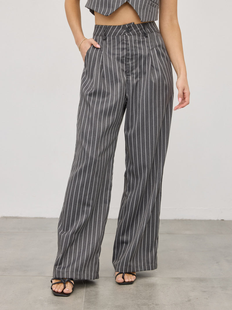 מכנסיים מחוייטים פסים ארין | אפור